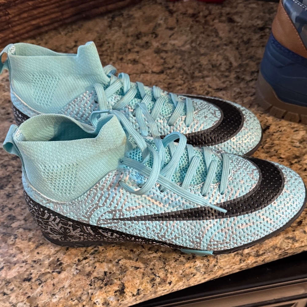 Nike Aqua and Black Soccer Cleats